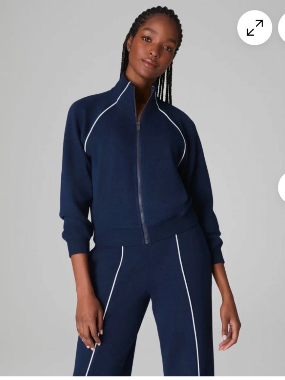 Spanx AirPique Track Jacket in Timeless Navy Blue NWT